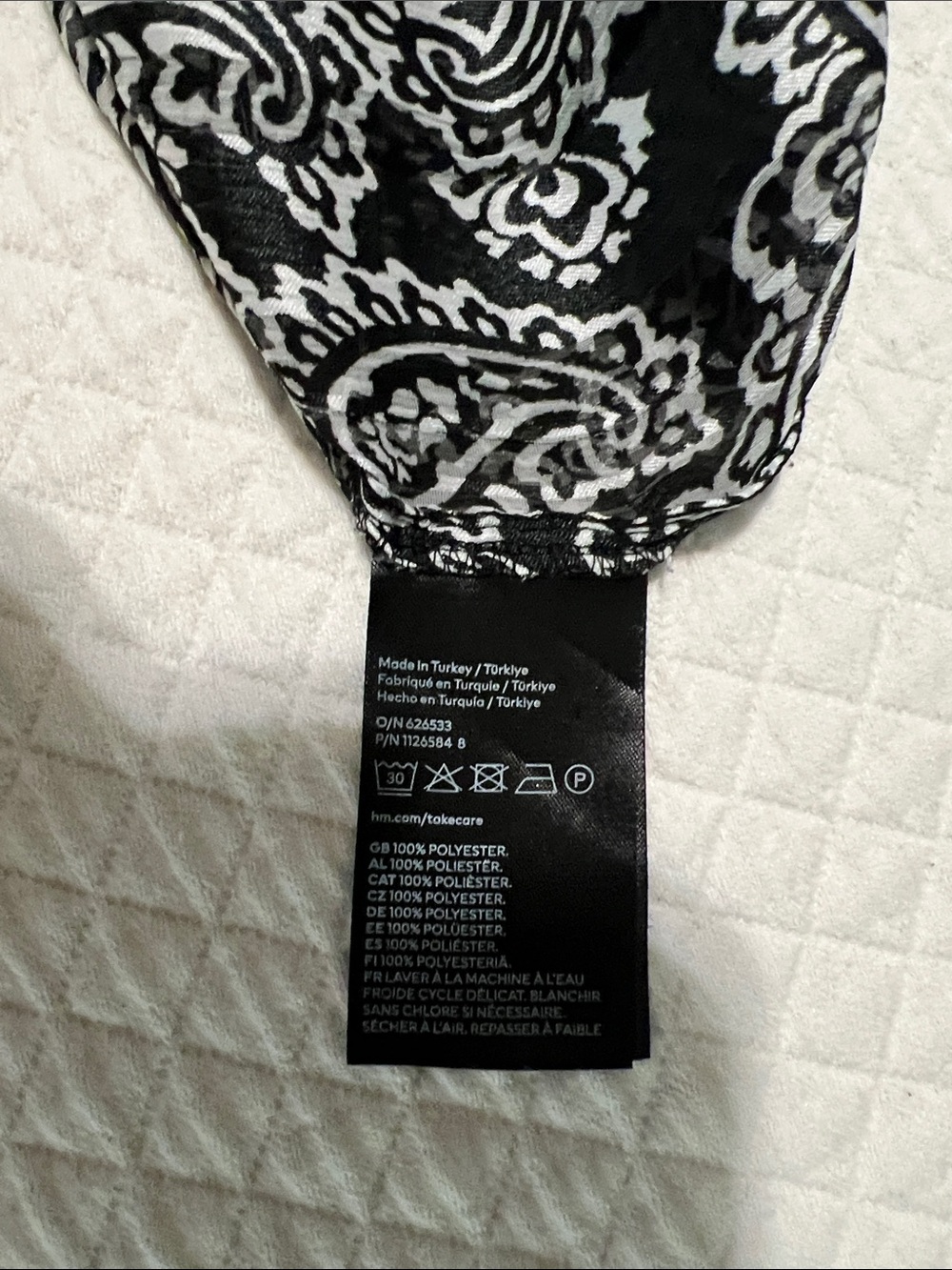 H&M Black and White Paisley Tie-Neck Blouse - Picture 8 of 8